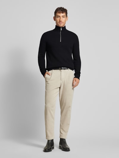 Peek & Cloppenburg SELECTED HOMMEStrickpullover mit gerippten Abschlüssen Modell 'DANE' in black