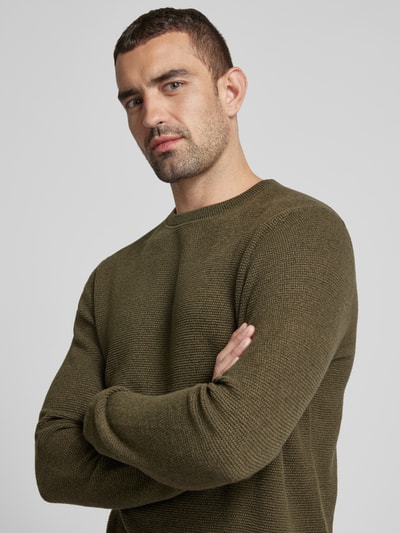 Peek & Cloppenburg SELECTED HOMMEStrickpullover Mit Gerippten Abschlüssen Modell 'ROSS' In Dunkelgruen