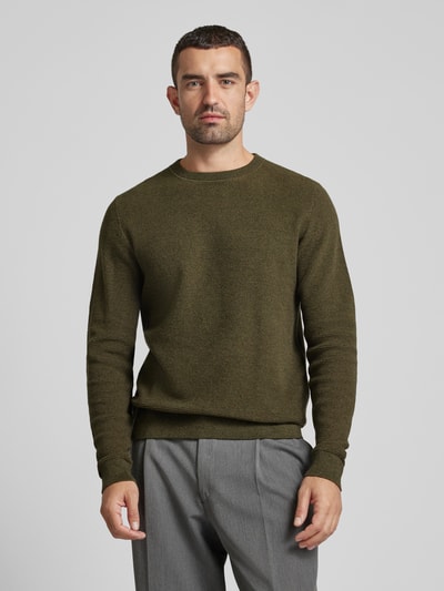Peek & Cloppenburg SELECTED HOMMEStrickpullover Mit Gerippten Abschlüssen Modell 'ROSS' In Dunkelgruen