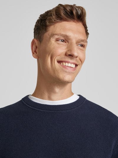Peek & Cloppenburg SELECTED HOMMEStrickpullover Mit Gerippten Abschlüssen Modell 'ROSS' In Dunkelblau