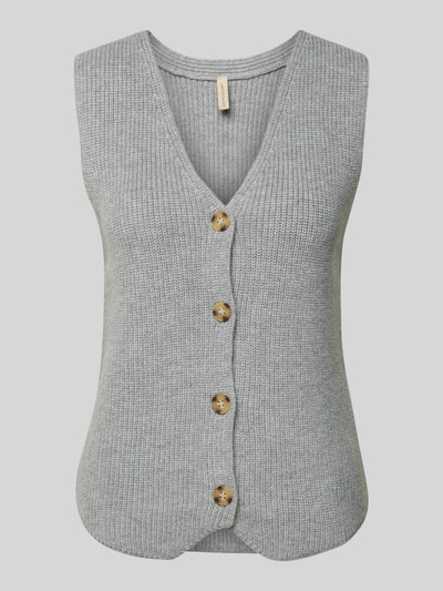 Peek & Cloppenburg SoyaconceptStrickweste Mit V-Ausschnitt Modell 'Ilia' In Mittelgrau Melange