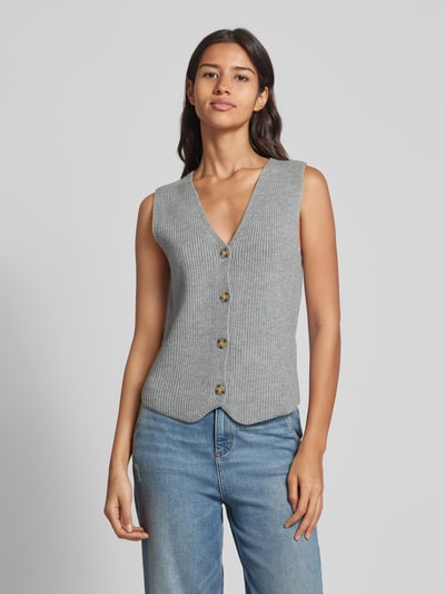 Peek & Cloppenburg SoyaconceptStrickweste Mit V-Ausschnitt Modell 'Ilia' In Mittelgrau Melange