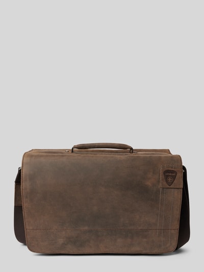 Peek & Cloppenburg StrellsonUmhängetasche Aus Leder Mit Label-Patch Modell 'Richmond' In Dunkelbraun