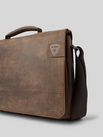 Peek & Cloppenburg StrellsonUmhängetasche Aus Leder Mit Label-Patch Modell 'Richmond' In Dunkelbraun