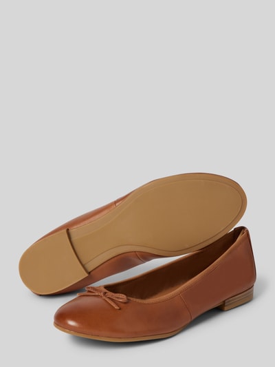 Peek & Cloppenburg TamarisBallerinas Aus Leder Mit Schleifen-Applikation In Cognac