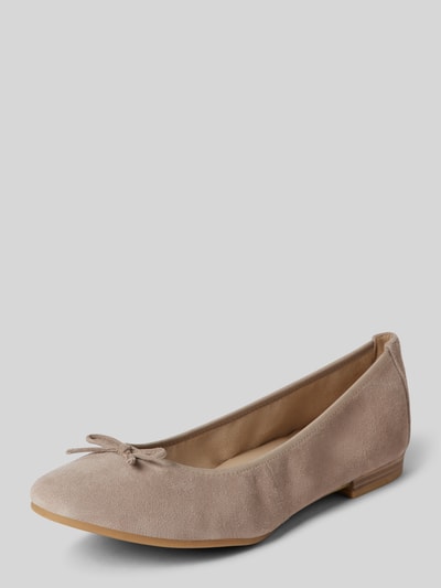 Peek & Cloppenburg TamarisBallerinas aus Leder mit Schleifen-Applikation in taupe