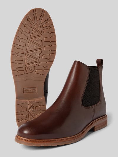 Peek & Cloppenburg TamarisChelsea Boots Aus Leder Mit Ziernaht In Dunkelbraun