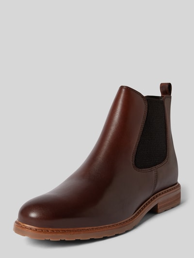 Peek & Cloppenburg TamarisChelsea Boots aus Leder mit Ziernaht in dunkelbraun
