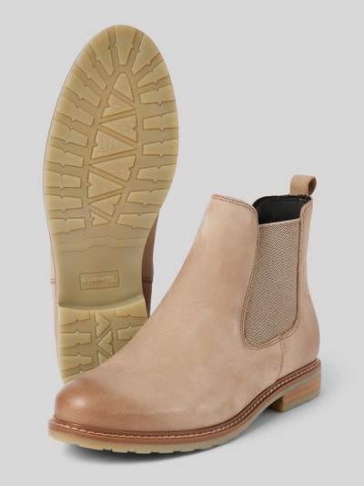 Peek & Cloppenburg TamarisChelsea Boots Aus Leder Mit Ziernaht In Taupe