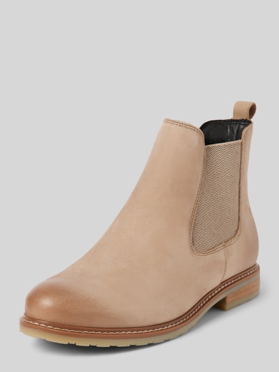 Peek & Cloppenburg TamarisChelsea Boots aus Leder mit Ziernaht in taupe