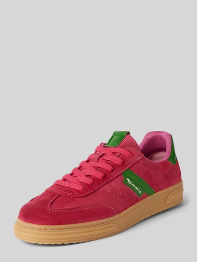 Peek & Cloppenburg TamarisLedersneaker mit Label-Print in fuchsia