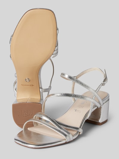 Peek & Cloppenburg TamarisSandalette Aus Leder Mit Dornschließe In Silber