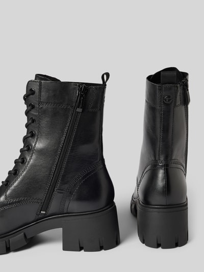 Peek & Cloppenburg TamarisSchnürboots Aus Leder Mit Ziernähten In Black
