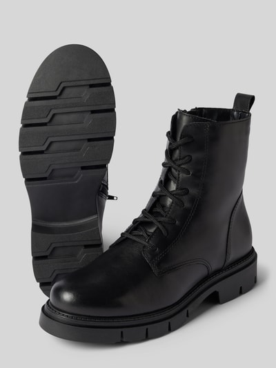 Peek & Cloppenburg TamarisSchnürboots Aus Leder Mit Ziernähten In Black