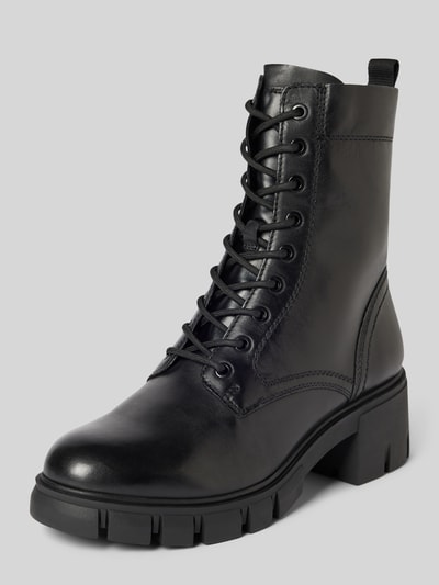 Peek & Cloppenburg TamarisSchnürboots aus Leder mit Ziernähten in black