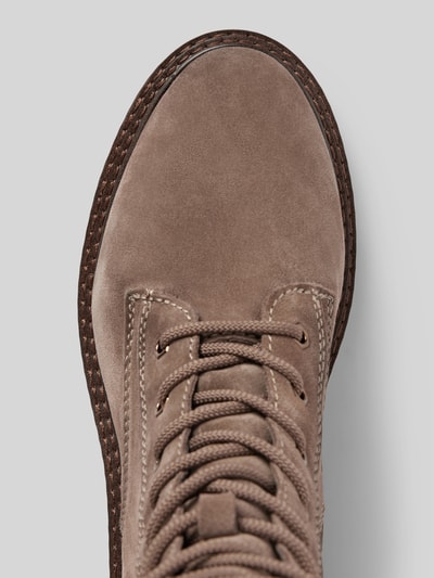 Peek & Cloppenburg TamarisSchnürboots Aus Leder Mit Ziernähten In Mittelbraun