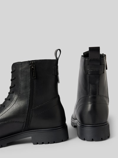 Peek & Cloppenburg TamarisSchnürboots Aus Leder Mit Zugschlaufe In Black