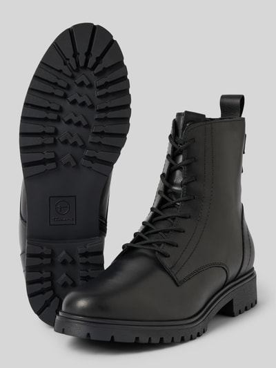 Peek & Cloppenburg TamarisSchnürboots Aus Leder Mit Zugschlaufe In Black