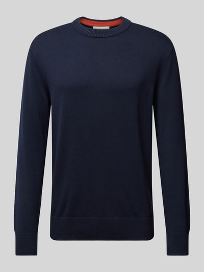 Peek & Cloppenburg Tom Tailor DenimRegular Fit Strickpullover Mit Rundhalsausschnitt In Dunkelblau