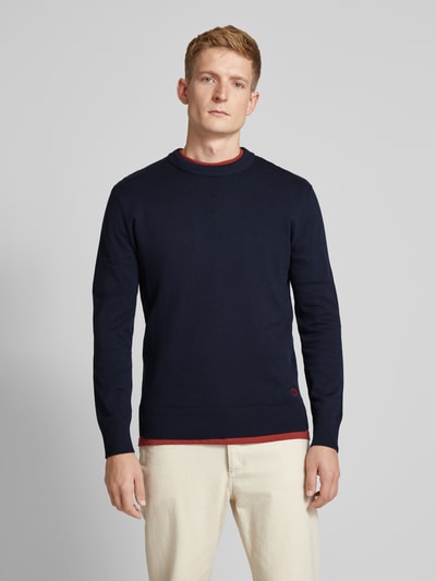 Peek & Cloppenburg Tom Tailor DenimRegular Fit Strickpullover Mit Rundhalsausschnitt In Dunkelblau