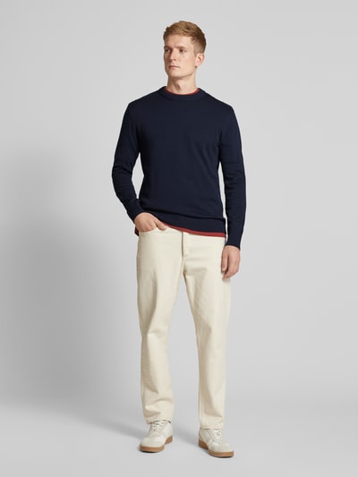 Peek & Cloppenburg Tom Tailor DenimRegular Fit Strickpullover mit Rundhalsausschnitt in dunkelblau