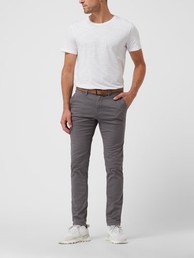 Peek & Cloppenburg Tom Tailor DenimSlim Fit Chino mit Gürtel in mittelgrau