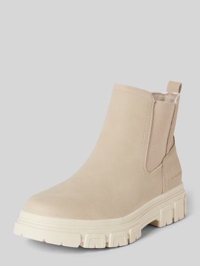 Peek & Cloppenburg Tom TailorStiefeletten in Leder-Optik mit elastischem Einsatz in beige