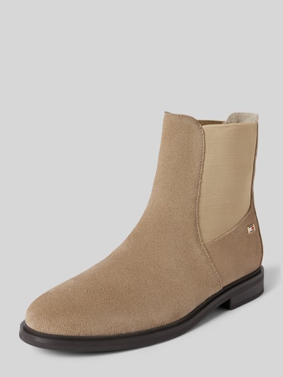 Peek & Cloppenburg Tommy HilfigerChelsea Boots aus Leder mit Label-Applikation Modell 'FLAG SUEDE' in beige