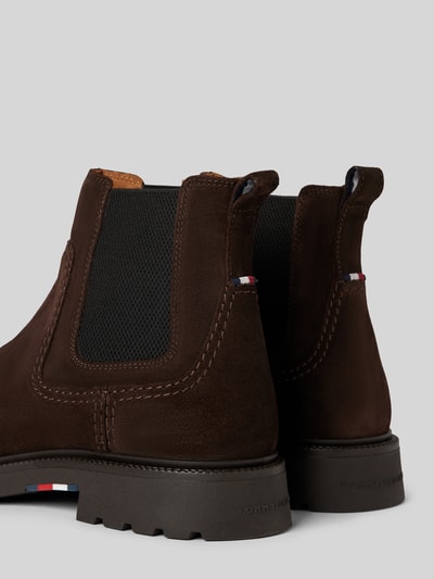 Peek & Cloppenburg Tommy HilfigerLederboots Mit Elastischem Einsatz In Dunkelbraun