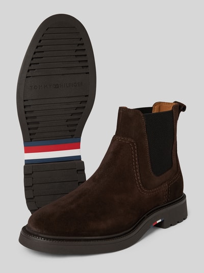 Peek & Cloppenburg Tommy HilfigerLederboots Mit Elastischem Einsatz In Dunkelbraun