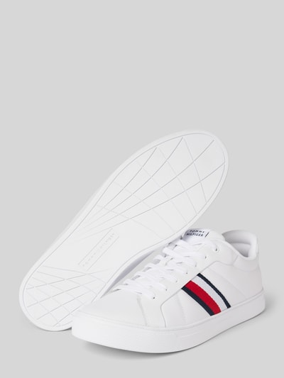 Peek & Cloppenburg Tommy HilfigerLedersneaker Mit Kontraststreifen Modell 'ICON COURT' In Weiss
