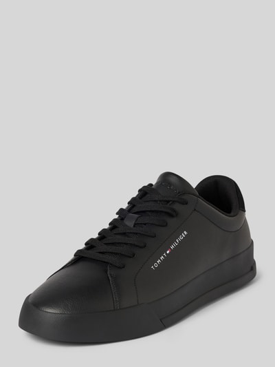 Peek & Cloppenburg Tommy HilfigerLedersneaker mit Label-Print Modell 'COURT LEATHER GRAINESS' in black