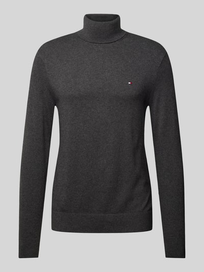 Peek & Cloppenburg Tommy HilfigerRollkragenpullover Mit Logo-Stitching Modell 'PIMA' In Anthrazit Melange