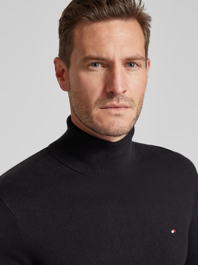 Peek & Cloppenburg Tommy HilfigerRollkragenpullover Mit Logo-Stitching Modell 'PIMA' In Black