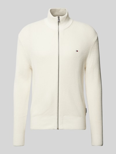 Peek & Cloppenburg Tommy HilfigerStrickjacke Mit Geripptem Stehkragen In Offwhite
