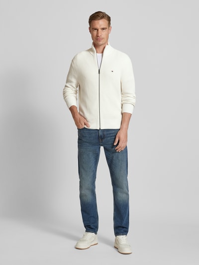 Peek & Cloppenburg Tommy HilfigerStrickjacke mit geripptem Stehkragen in offwhite