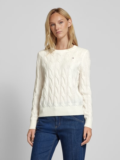 Peek & Cloppenburg Tommy HilfigerStrickpullover Mit Gerippten Abschlüssen In Offwhite