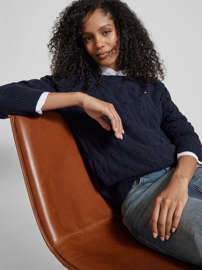 Peek & Cloppenburg Tommy HilfigerStrickpullover Mit Gerippten Abschlüssen In Dunkelblau