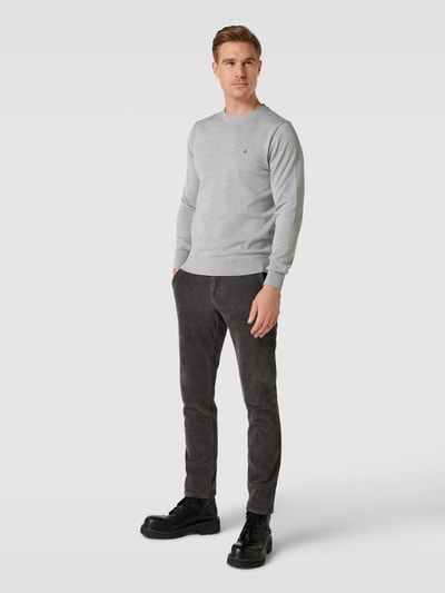 Peek & Cloppenburg Tommy HilfigerStrickpullover mit Logo-Stitching in mittelgrau melange