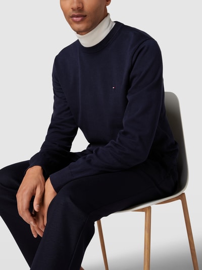 Peek & Cloppenburg Tommy HilfigerStrickpullover Mit Logo-Stitching In Marine