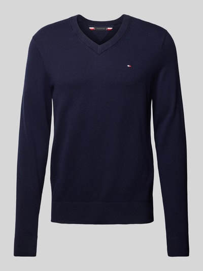 Peek & Cloppenburg Tommy HilfigerStrickpullover Mit Logo-Stitching Modell 'PIMA' In Marine