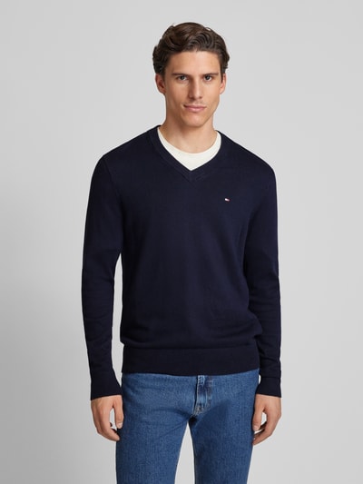 Peek & Cloppenburg Tommy HilfigerStrickpullover Mit Logo-Stitching Modell 'PIMA' In Marine