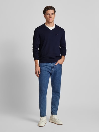 Peek & Cloppenburg Tommy HilfigerStrickpullover mit Logo-Stitching Modell 'PIMA' in marine