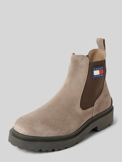 Peek & Cloppenburg Tommy JeansChelsea Boots aus Leder mit Label-Patch in taupe