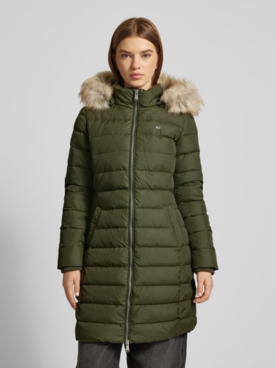 Peek & Cloppenburg Tommy JeansSteppmantel Mit Kunstfellbesatz Modell 'ESSENTIAL' In Oliv