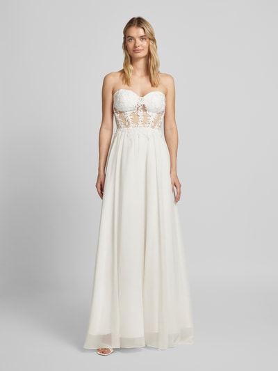 Peek & Cloppenburg UniqueOff-Shoulder-Brautkleid Mit Floralen Stickereien In Offwhite