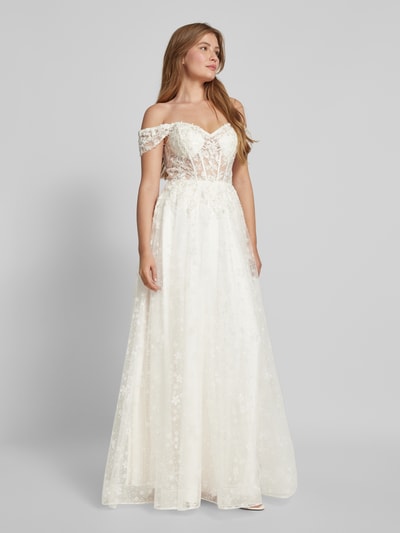 Peek & Cloppenburg UniqueOff-Shoulder-Brautkleid mit Paillettenbesatz in offwhite