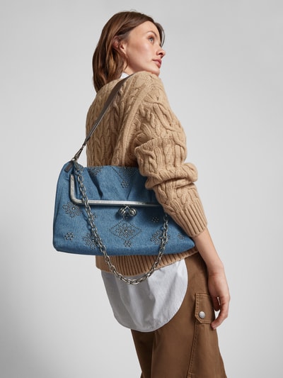 Peek & Cloppenburg Weekend Max MaraHandtasche in Denim-Optik mit Ziersteinbesatz in blau
