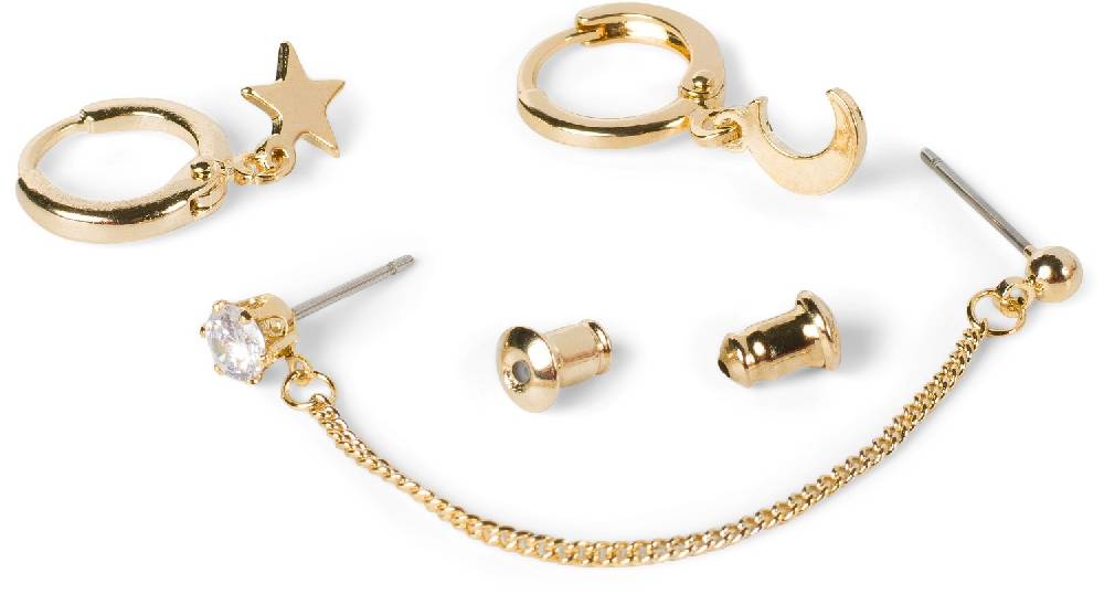 Stylebreaker 4-Teiliges Hoops Und Ohrstecker Set Mit Strass