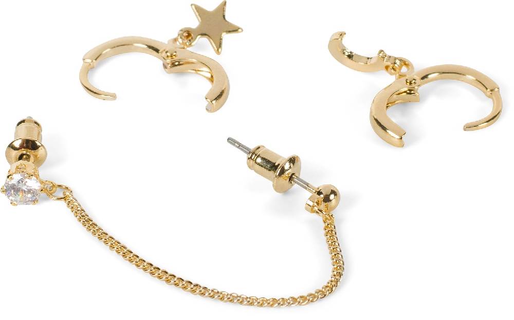 Stylebreaker 4-Teiliges Hoops Und Ohrstecker Set Mit Strass